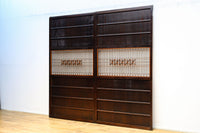 幅938ミリ 縦繁と角麻装飾で格調あるスリガラス入り透かし板戸 F8403 在庫1枚