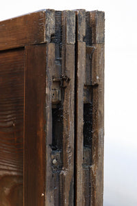 幅938ミリ 縦繁と角麻装飾で格調あるスリガラス入り透かし板戸 F8403 在庫1枚