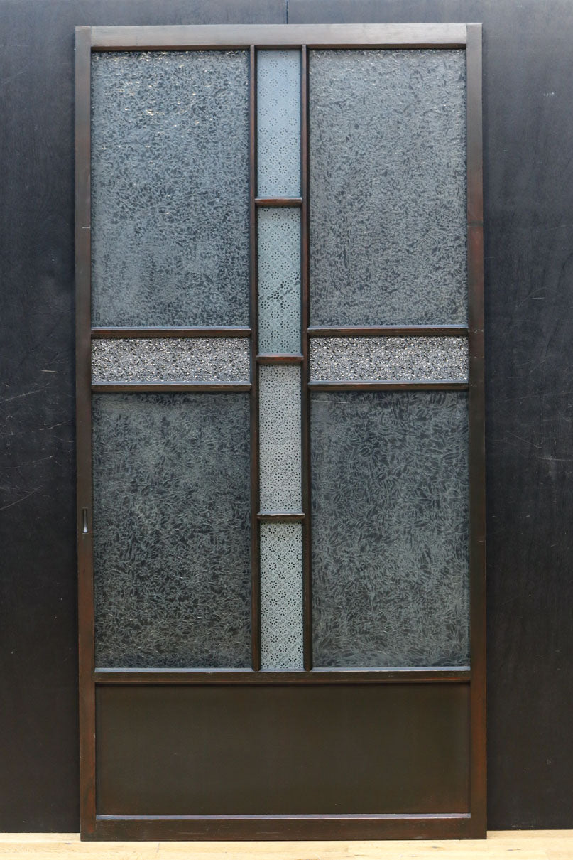 幅880ミリ 3種の和柄ガラスで煌びやかなガラス戸 F8426 在庫1枚 – 古