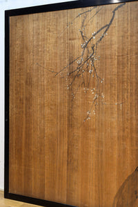 梅と竹の水墨画で和の風情溢れる板絵戸セット F8431 在庫2枚1組