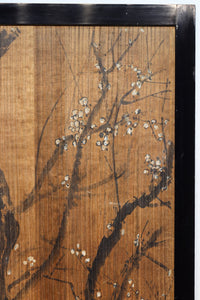 梅と竹の水墨画で和の風情溢れる板絵戸セット F8431 在庫2枚1組