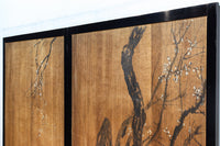 梅と竹の水墨画で和の風情溢れる板絵戸セット F8431 在庫2枚1組