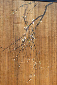 梅と竹の水墨画で和の風情溢れる板絵戸セット F8431 在庫2枚1組