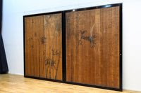 梅と竹の水墨画で和の風情溢れる板絵戸セット F8431 在庫2枚1組