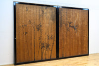 梅と竹の水墨画で和の風情溢れる板絵戸セット F8431 在庫2枚1組