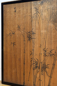 梅と竹の水墨画で和の風情溢れる板絵戸セット F8431 在庫2枚1組