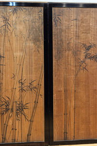 梅と竹の水墨画で和の風情溢れる板絵戸セット F8431 在庫2枚1組