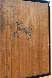 梅と竹の水墨画で和の風情溢れる板絵戸セット F8431 在庫2枚1組
