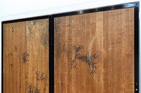 梅と竹の水墨画で和の風情溢れる板絵戸セット F8431 在庫2枚1組