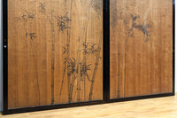 梅と竹の水墨画で和の風情溢れる板絵戸セット F8431 在庫2枚1組