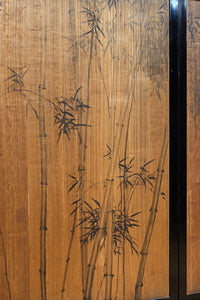 梅と竹の水墨画で和の風情溢れる板絵戸セット F8431 在庫2枚1組