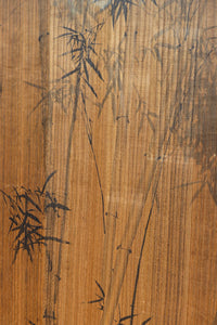 梅と竹の水墨画で和の風情溢れる板絵戸セット F8431 在庫2枚1組