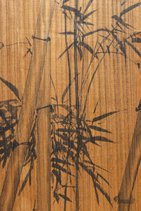 梅と竹の水墨画で和の風情溢れる板絵戸セット F8431 在庫2枚1組