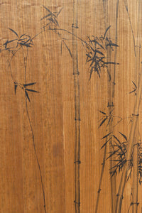 梅と竹の水墨画で和の風情溢れる板絵戸セット F8431 在庫2枚1組