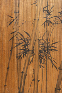 梅と竹の水墨画で和の風情溢れる板絵戸セット F8431 在庫2枚1組