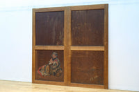 唐獅子の親子に牡丹を添えた歴史を重ねた味わい深い絵戸一組 F8481ab 在庫2枚一組