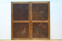 唐獅子の親子に牡丹を添えた歴史を重ねた味わい深い絵戸一組 F8481ab 在庫2枚一組