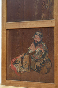 唐獅子の親子に牡丹を添えた歴史を重ねた味わい深い絵戸一組 F8481ab 在庫2枚一組