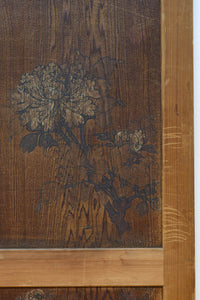 唐獅子の親子に牡丹を添えた歴史を重ねた味わい深い絵戸一組 F8481ab 在庫2枚一組