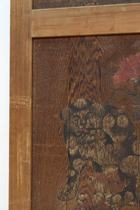 唐獅子の親子に牡丹を添えた歴史を重ねた味わい深い絵戸一組 F8481ab 在庫2枚一組