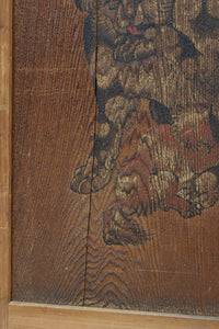 唐獅子の親子に牡丹を添えた歴史を重ねた味わい深い絵戸一組 F8481ab 在庫2枚一組