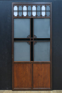 幅817ミリ グリーンカラーの大きな十字枠が目を引くガラス戸 F8523 在庫1枚