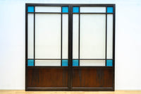 昭和レトロ!! 稀少ブルーのダイヤが可愛らしいガラス戸 F8537 在庫1枚