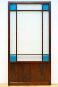 昭和レトロ!! 稀少ブルーのダイヤが可愛らしいガラス戸 F8537 在庫1枚