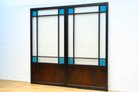 昭和レトロ!! 稀少ブルーのダイヤが可愛らしいガラス戸 F8537 在庫1枚