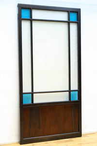 昭和レトロ!! 稀少ブルーのダイヤが可愛らしいガラス戸 F8537 在庫1枚