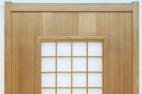 幅840ミリ 障子入りの小窓が風流な片面ワーロン入り上品な柾目板戸 F8551 在庫2枚