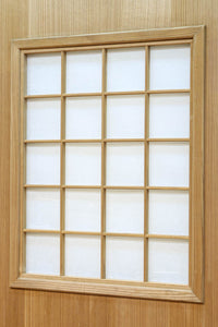 幅840ミリ 障子入りの小窓が風流な片面ワーロン入り上品な柾目板戸 F8551 在庫2枚