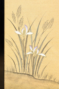 清楚な花模様を描いた丁寧な造りの襖戸 F8563 在庫2枚一組