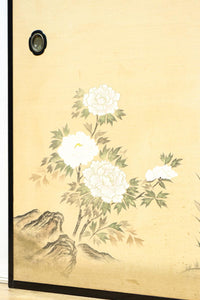清楚な花模様を描いた丁寧な造りの襖戸 F8563 在庫2枚一組