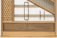 幅925ミリ 三色亀甲網代と組子模様が和モダンに飾るワーロン入り稀少障子戸 F8554 在庫2枚