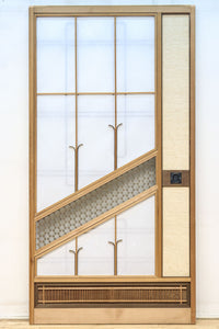 幅925ミリ 三色亀甲網代と組子模様が和モダンに飾るワーロン入り稀少障子戸 F8554 在庫2枚