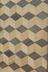 幅925ミリ 三色亀甲網代と組子模様が和モダンに飾るワーロン入り稀少障子戸 F8554 在庫2枚