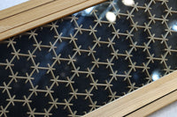 幅925ミリ 三色亀甲網代と組子模様が和モダンに飾るワーロン入り稀少障子戸 F8554 在庫2枚