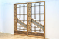 幅925ミリ 三色亀甲網代と組子模様が和モダンに飾るワーロン入り稀少障子戸 F8554 在庫2枚