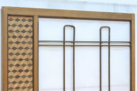 幅925ミリ 三色亀甲網代と組子模様が和モダンに飾るワーロン入り稀少障子戸 F8554 在庫2枚