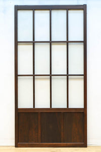 幅873ミリ 市松模様にガラスを配した和モダンなガラス戸 F8557 在庫4枚