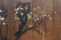 可憐な梅の花が咲く景色を描いた時代感滲む板絵戸セット F8583 在庫2枚一組