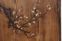 可憐な梅の花が咲く景色を描いた時代感滲む板絵戸セット F8583 在庫2枚一組