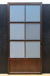 幅900ミリ高さ1877ミリ 珍品‼ 格子から優しい明かりが差し込むスリガラス入り背高いガラス戸 F8588 在庫2枚