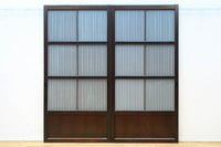 幅900ミリ高さ1877ミリ 珍品‼ 格子から優しい明かりが差し込むスリガラス入り背高いガラス戸 F8588 在庫2枚