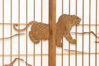 幅878ミリ 竹林の虎と龍を描いた迫力ある眺めの障子戸セット F8590 在庫4枚1組