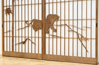 幅878ミリ 竹林の虎と龍を描いた迫力ある眺めの障子戸セット F8590 在庫4枚1組