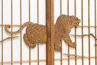 幅878ミリ 竹林の虎と龍を描いた迫力ある眺めの障子戸セット F8590 在庫4枚1組