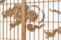 幅878ミリ 竹林の虎と龍を描いた迫力ある眺めの障子戸セット F8590 在庫4枚1組