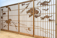 幅878ミリ 竹林の虎と龍を描いた迫力ある眺めの障子戸セット F8590 在庫4枚1組